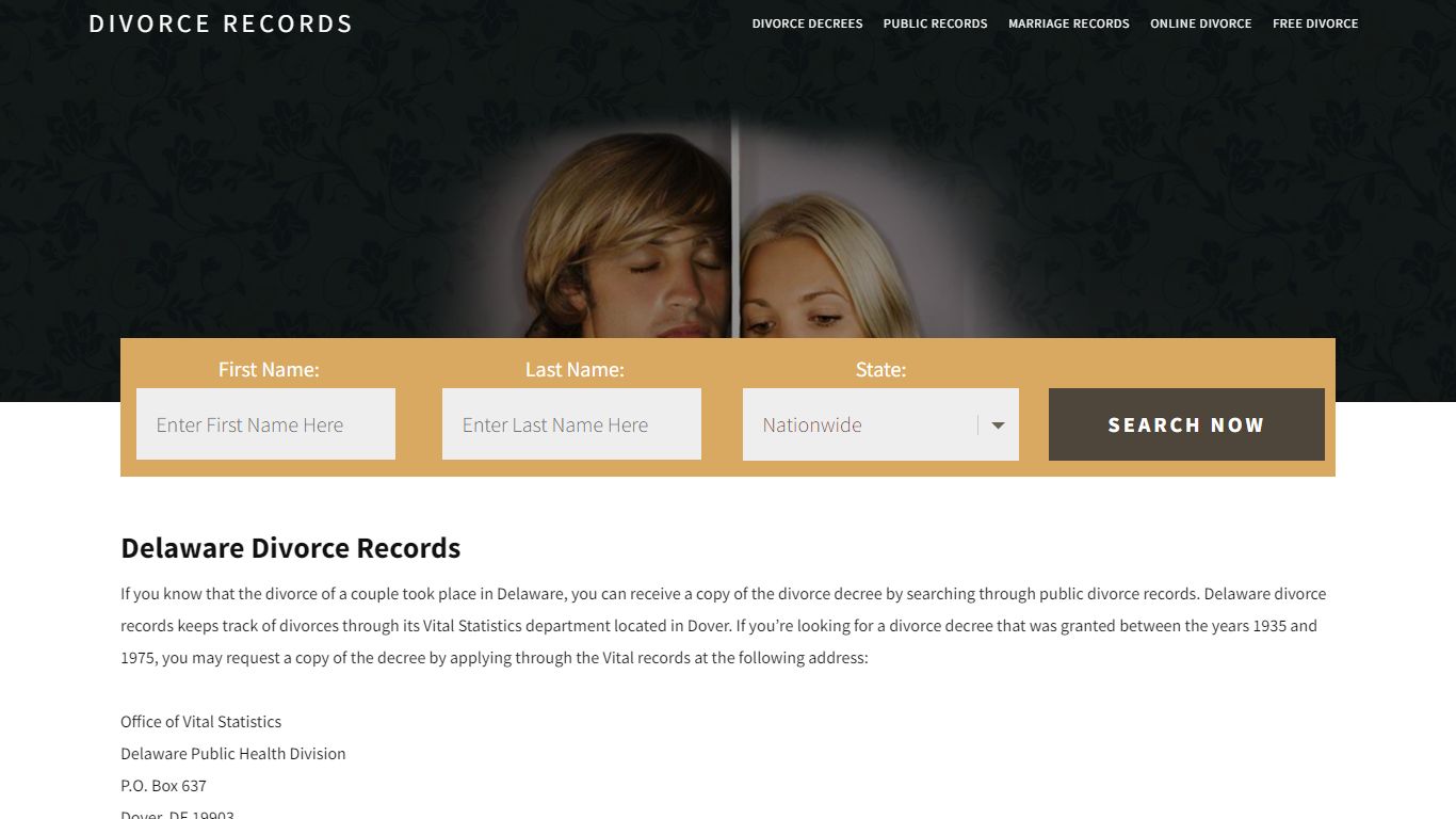 Delaware Divorce Records | Enter Name & Search | 14 Days FREE