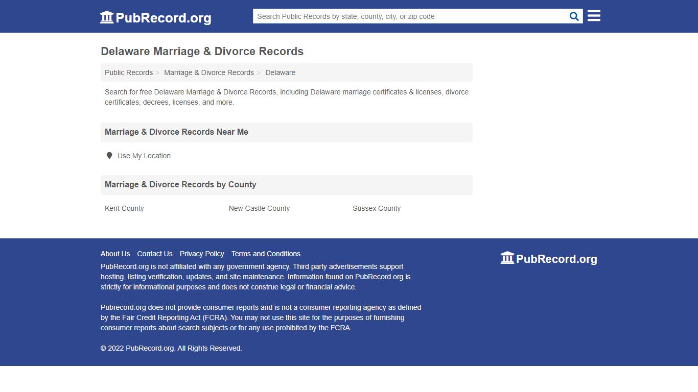 Free Delaware Marriage & Divorce Records - PubRecord.org