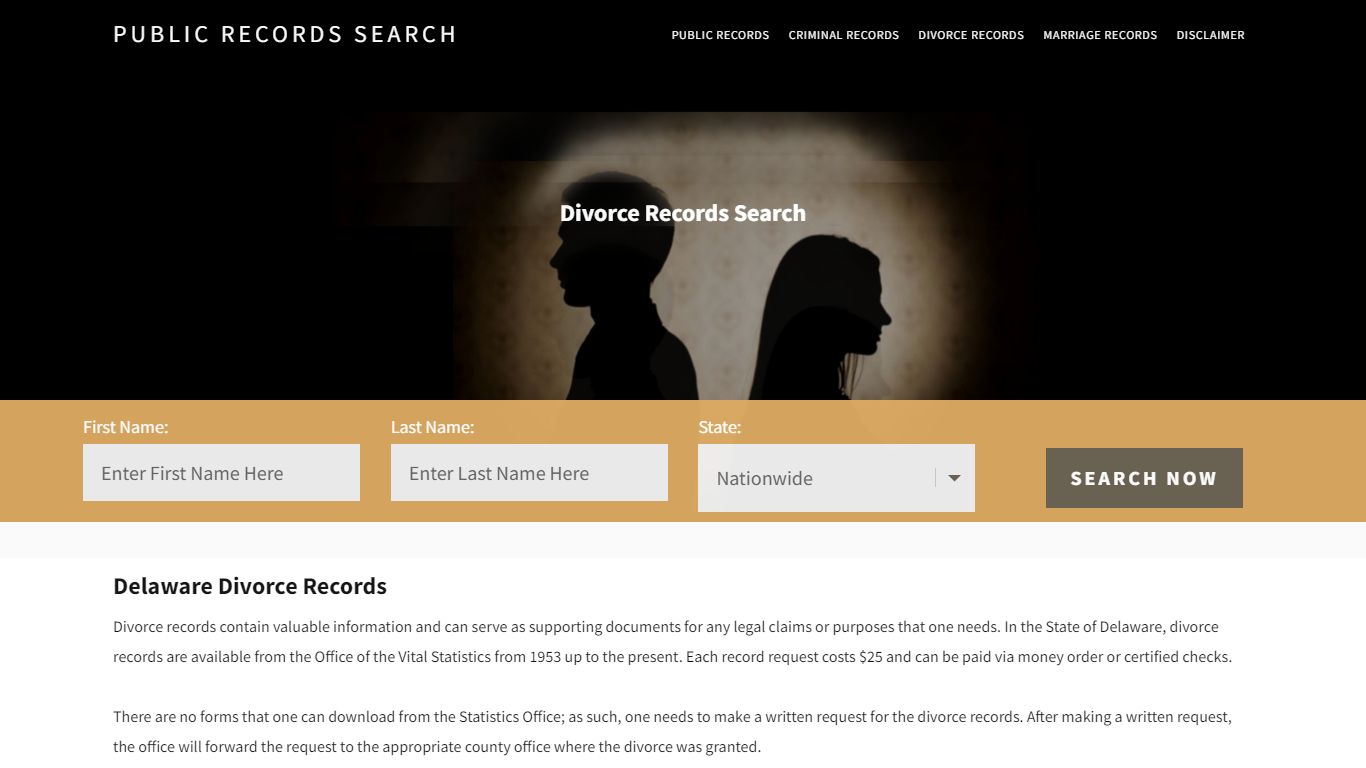 Delaware Divorce Records | Enter Name and Search | 14 Days Free